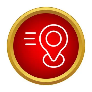 Finding current location position on a red map Illustrazione stock