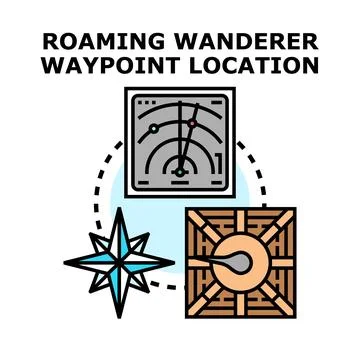 Finding destination and navigating path with location pointer 库存插图