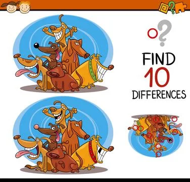 Finding differences cartoon task Cartoon Illustration of Differences Educa... Foto stock