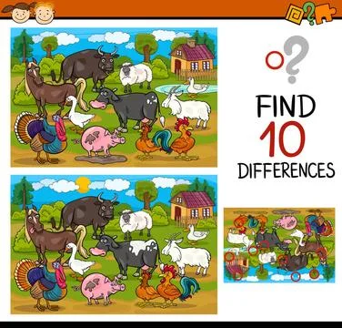 Finding differences game cartoon Cartoon Illustration of Finding Differenc... Foto stock