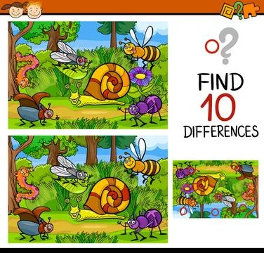 Finding differences game cartoon Cartoon Illustration of Finding Differenc... Foto stock