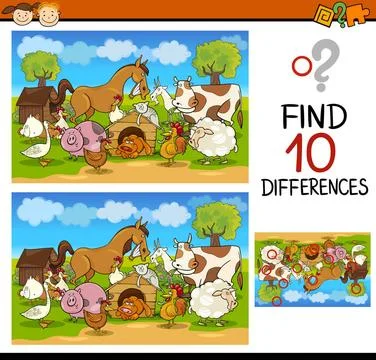 Finding differences game cartoon Cartoon Illustration of Finding Differenc... Foto stock