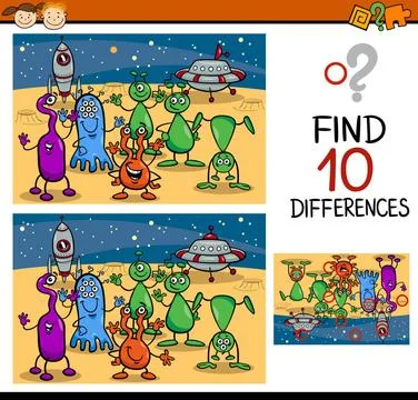 Finding differences game cartoon Cartoon Illustration of Finding Differenc... 스톡 사진