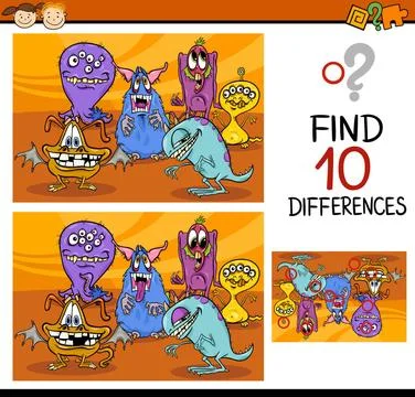 Finding differences game cartoon Cartoon Illustration of Finding Differenc... Foto stock
