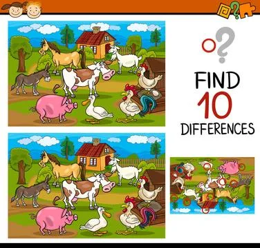 Finding differences game cartoon Cartoon Illustration of Finding Differenc... 스톡 사진