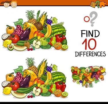 Finding differences game cartoon Cartoon Illustration of Finding Differenc... Foto stock