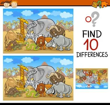 Finding differences game cartoon Cartoon Illustration of Finding Differenc... Foto stock