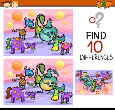 Finding differences game cartoon Cartoon Illustration of Finding Differenc... 스톡 사진