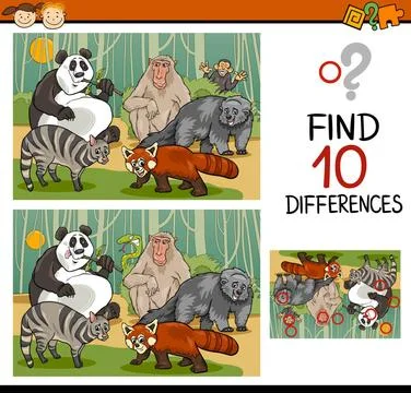 Finding differences game cartoon Cartoon Illustration of Finding Differenc... Foto stock