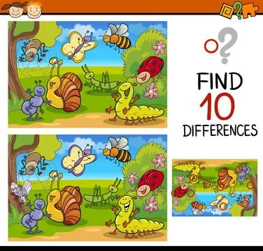 Finding differences game cartoon Cartoon Illustration of Finding Differenc... Foto stock