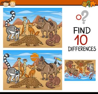 Finding differences game cartoon Cartoon Illustration of Finding Differenc... Foto stock