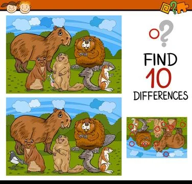Finding differences game cartoon Cartoon Illustration of Finding Differenc... Foto stock