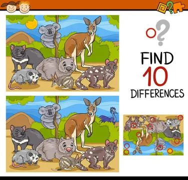Finding differences game cartoon Cartoon Illustration of Finding Differenc... Foto stock