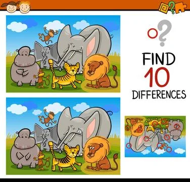 Finding differences game cartoon Cartoon Illustration of Finding Differenc... 스톡 사진