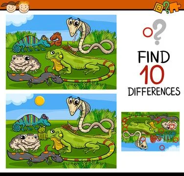 Finding differences game cartoon Cartoon Illustration of Finding Differenc... Foto stock