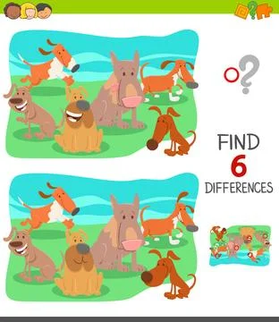 Finding differences game with cartoon dogs Cartoon Illustration of Finding... 写真素材