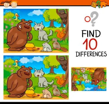 Finding differences game cartoon Stock Illustration