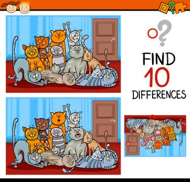 Finding differences game cartoon Stock Illustration