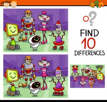 Finding differences game cartoon Stock Illustration