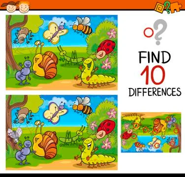 Finding differences game cartoon Stock Illustration