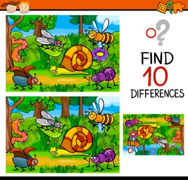 Finding differences game cartoon Stock Illustration