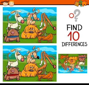 Finding differences game cartoon Stock Illustration