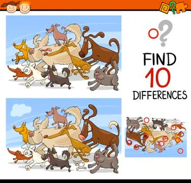 Finding differences game cartoon Stock Illustration