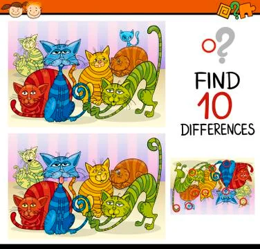 Finding differences game cartoon Stock Illustration