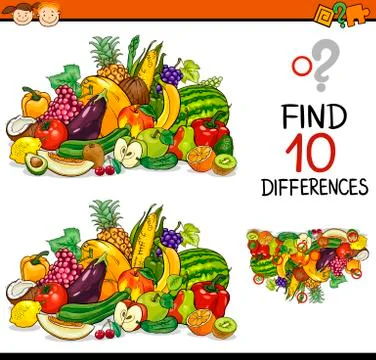 Finding differences game cartoon Stock Illustration