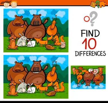 Finding differences game cartoon Stock Illustration
