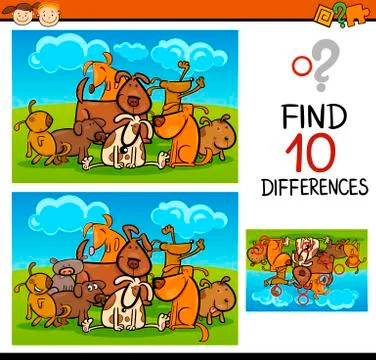 Finding differences game cartoon Stock Illustration