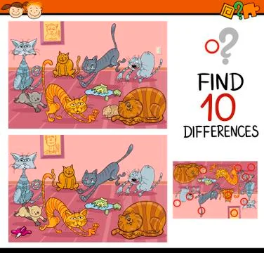 Finding differences game cartoon Stock Illustration