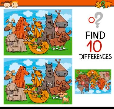 Finding differences game cartoon Stock Illustration