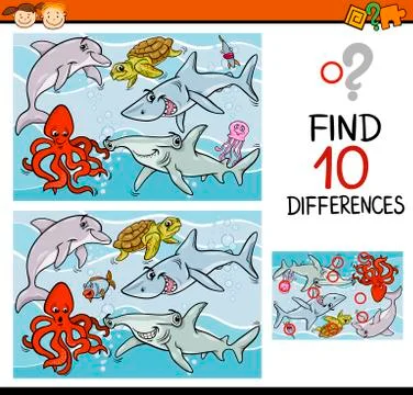 Finding differences game cartoon Stock Illustration