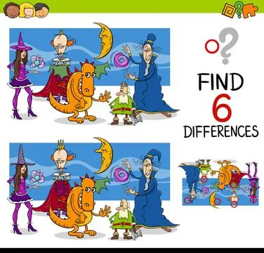 Finding differences game Cartoon Illustration of Finding the Differences E... Foto stock