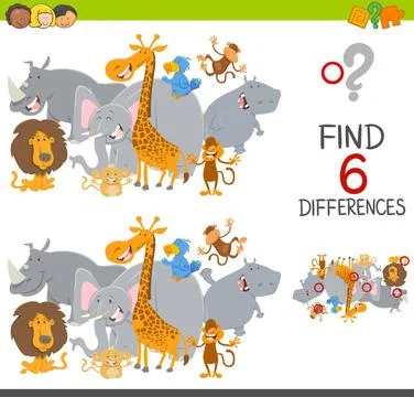 Finding differences game for kids Cartoon Illustration of Finding the Diff... Foto stock
