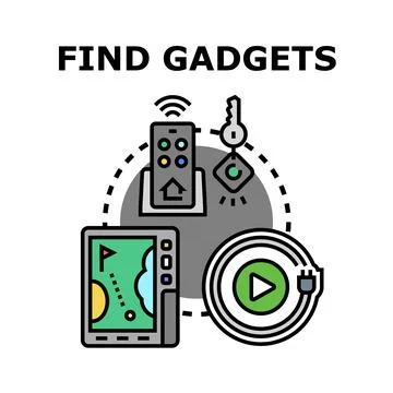 Finding electronic gadgets for smart home and outdoor activities Stock Illustration