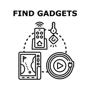 Finding electronic gadgets for smart home and outdoor activities Stock Illustration