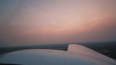 Finding Freedom Above The Clouds During A Pink Sunset Flight Stock Footage 332209605