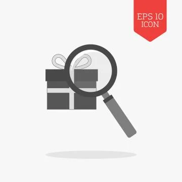 Finding gift icon. Flat design gray color symbol. Modern UI web navigation, s Stock Illustration