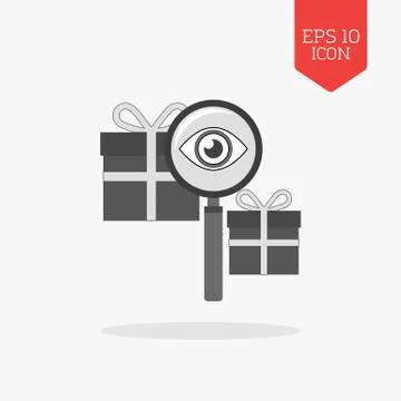 Finding gift icon. Flat design gray color symbol. Modern UI web navigation, s Stockillustratie