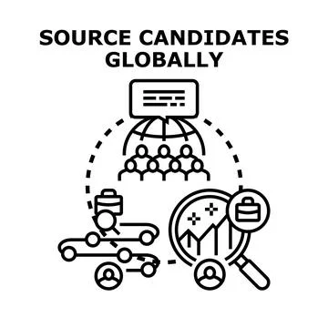 Finding global candidate pool for new job Stock Illustration