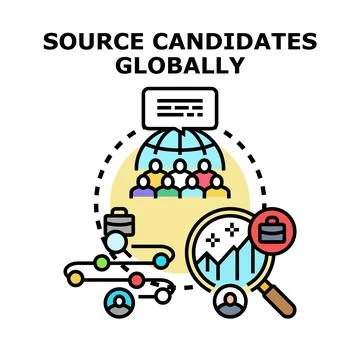 Finding global candidate pool for new job Stock Illustration