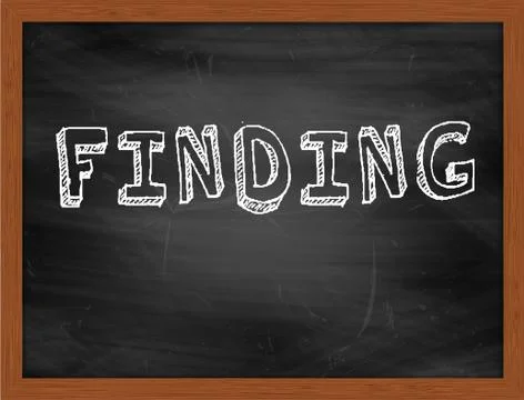 FINDING  hand writing text on black chalkboard Stock Illustration