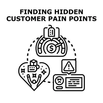 Finding hidden customer pain points for business success Stock Illustration