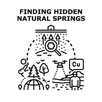 Finding hidden natural spring sources and minerals Stock Illustration