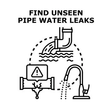 Finding hidden water pipe leaks troubleshooting problems Ilustração Stock