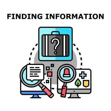 Finding information and data search concept Stock Illustration
