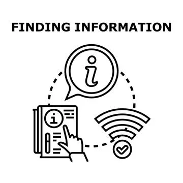 Finding information online and through documents concept Stock Illustration