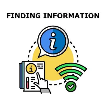 Finding information online and through documents concept Stock Illustration
